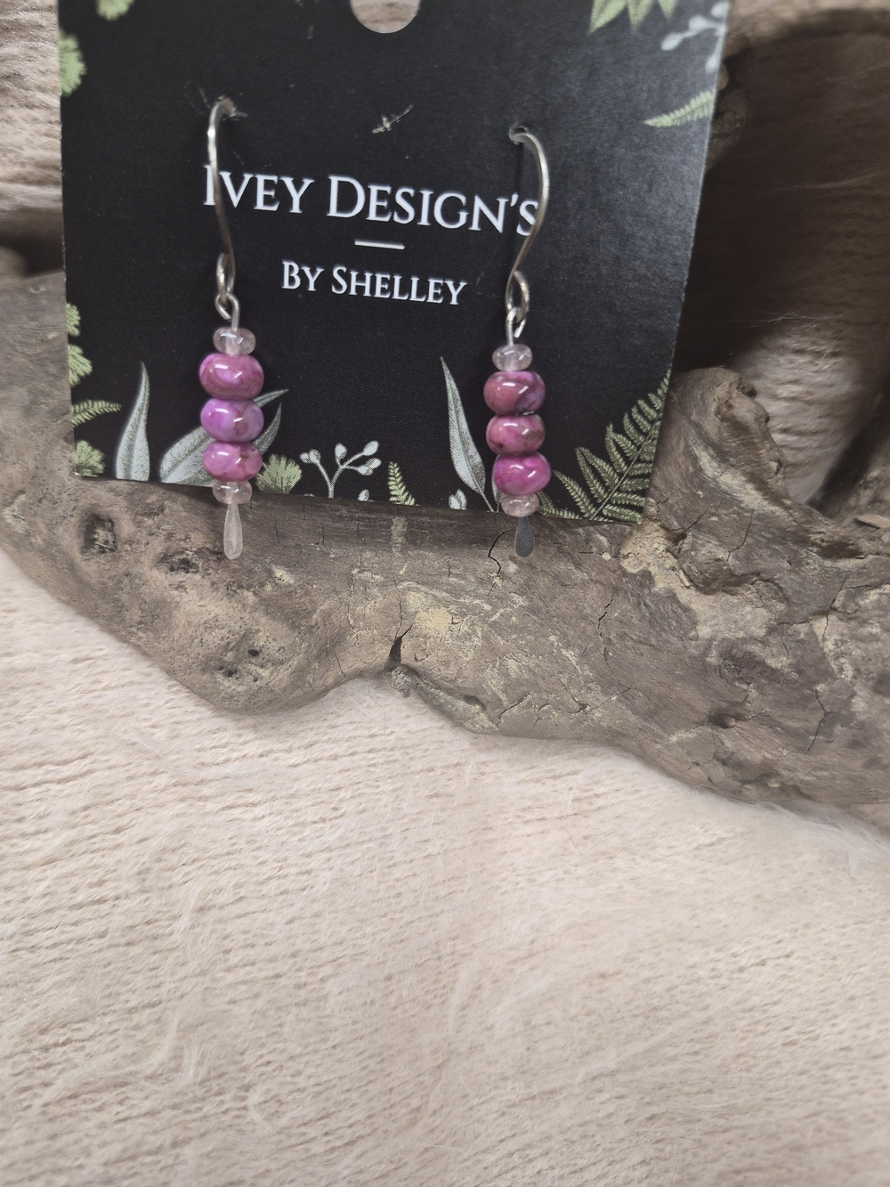 Pink Beaded Drop Earrings